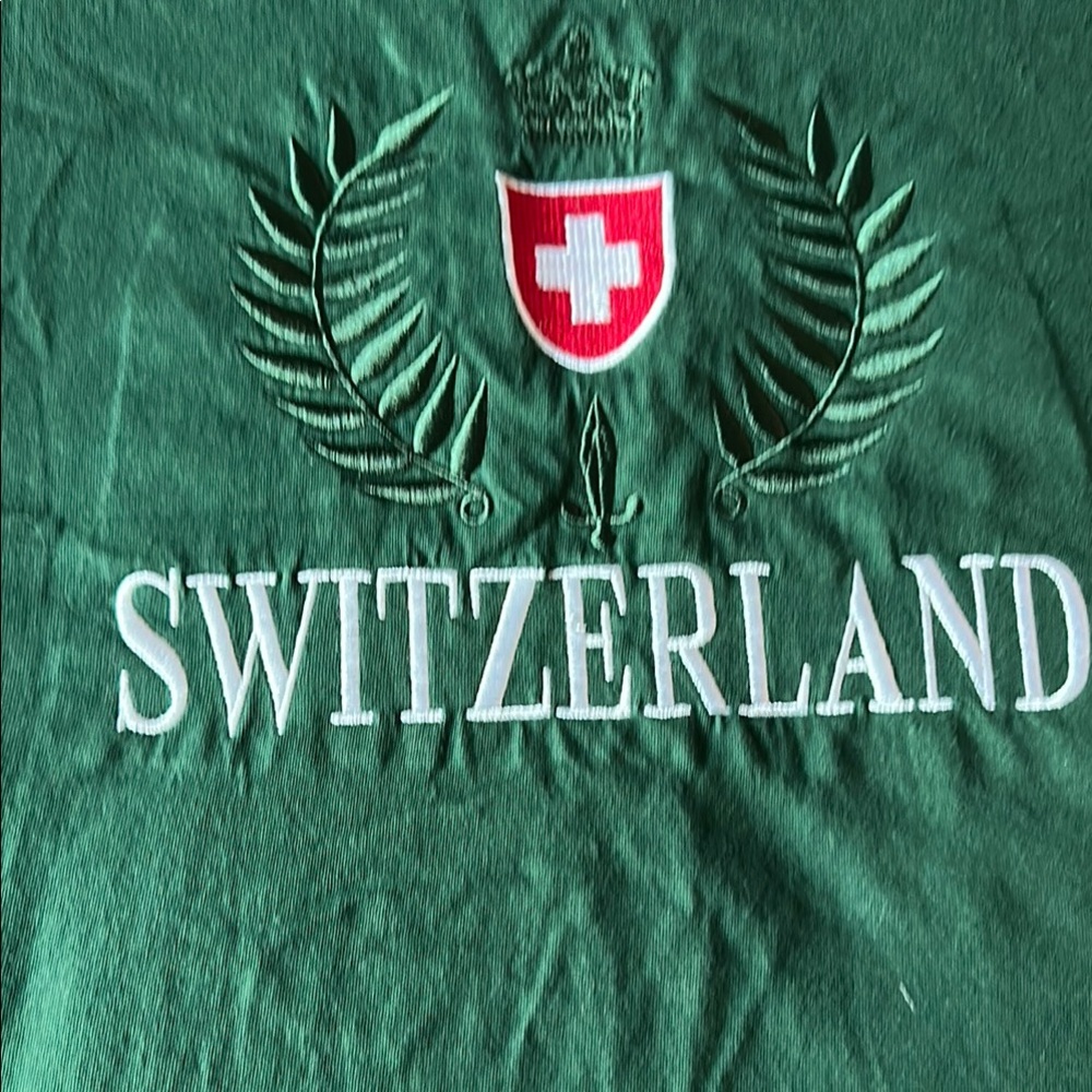 Embroidered "Switzerland" Green T-Shirt - Picture 3 of 5